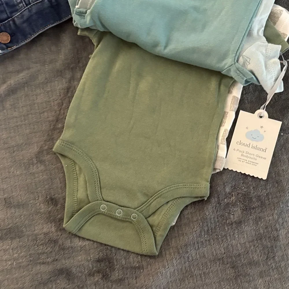 BUNDLE Denim Baby Jacket + 4 Pack Cloud Island Bodysuits